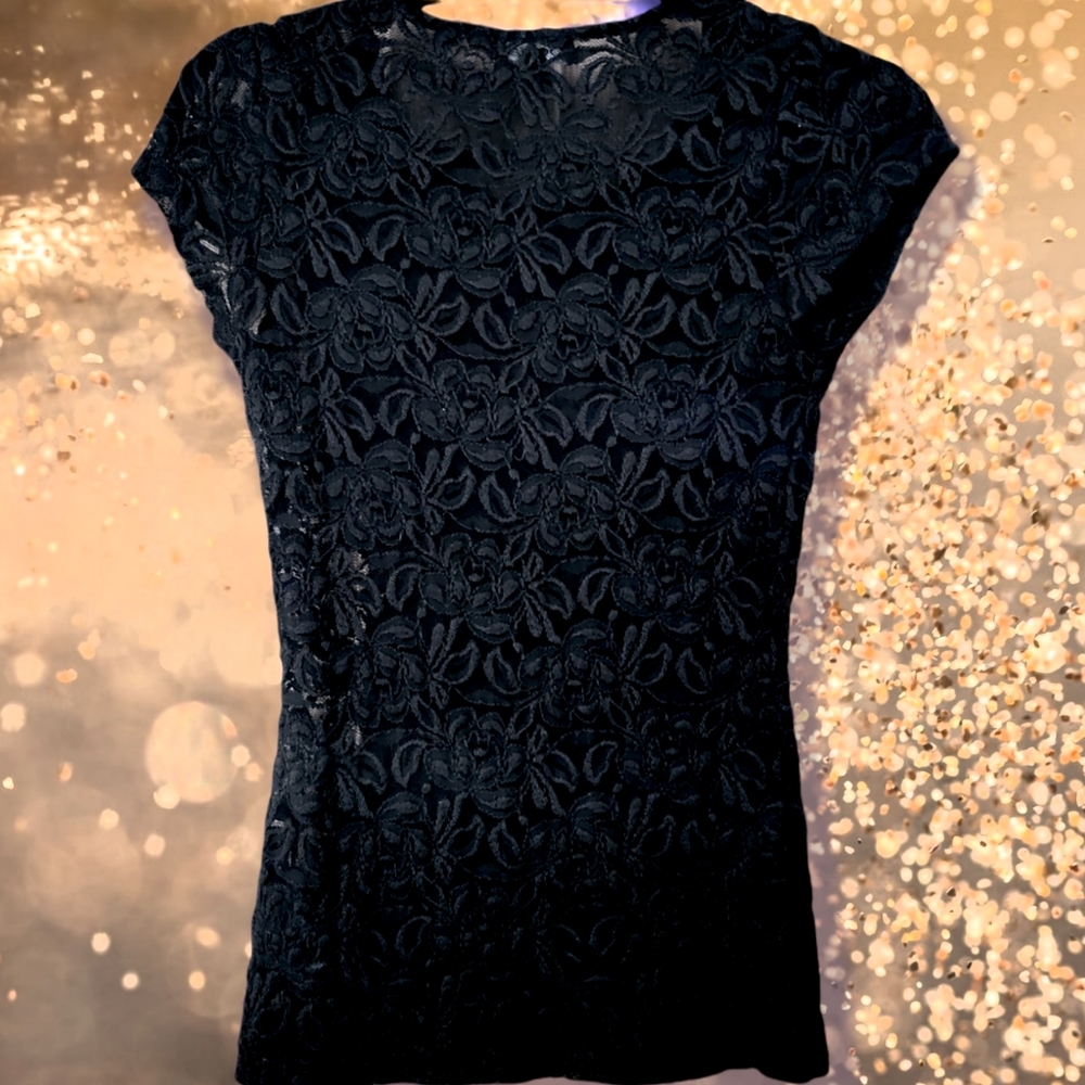 Y2K Womens Bebe Black Lace Top Size XS Y2K Vintage - Picture 5 of 7